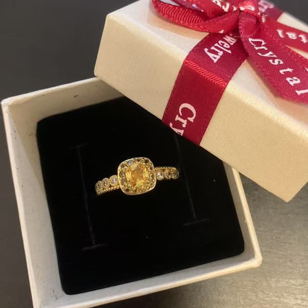 Justerbar Ring, Gule Zirkon Sten Kvinder & Piger, Gave Til Hende