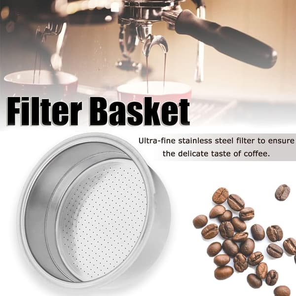 Kaffefilterpapir i rustfrit stål, 51 mm dobbeltlags tryksat filterkurv, espressokaffefilterkurv (til to kopper).