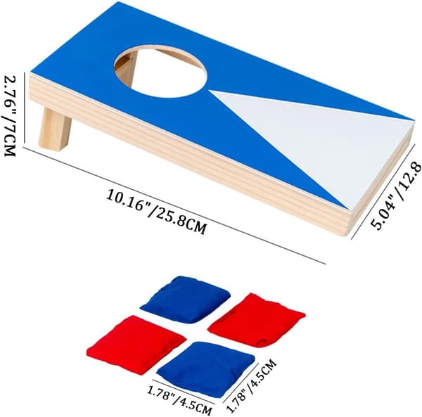 Bärbart Mini Bords Cornhole Kastspel 2-delat Set Trä Bords Cornhole Kastspel Set Belagd Träskiva med 4 Röda 4 Blå Påsar