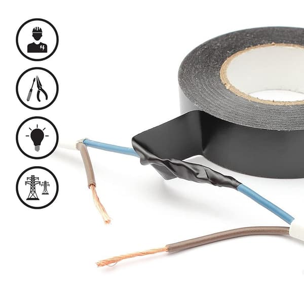 6-pakning elektrikertape, hver rull, avansert industrikvalitet – vurdert til 176 grader og 600 volt – isolerende vinylbakside