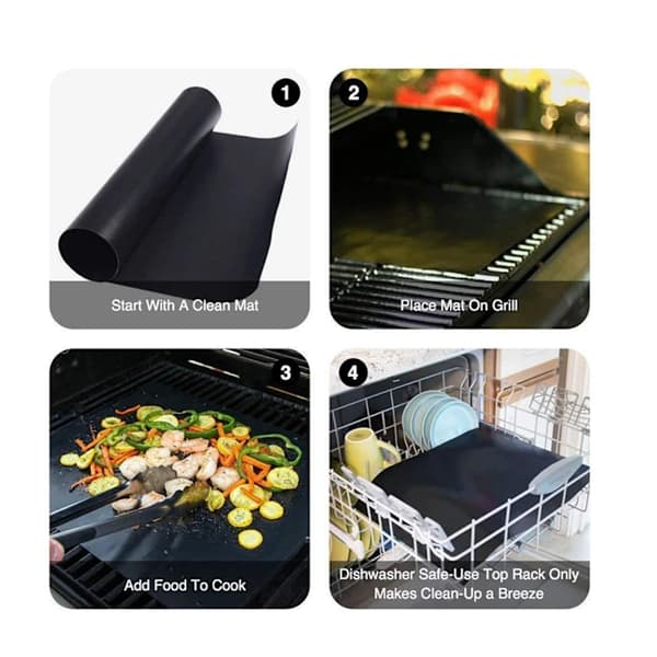 Grillmatte Ovnmatte Bakematte - Non-Stick - 40x33 Svart 9-pakning