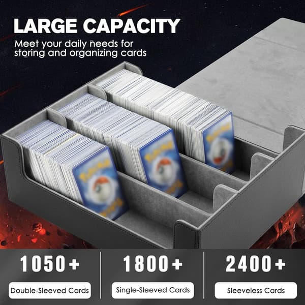 PU Læder Samlekort Deck Case med Magnetisk Lukning, Sort med gråt for
