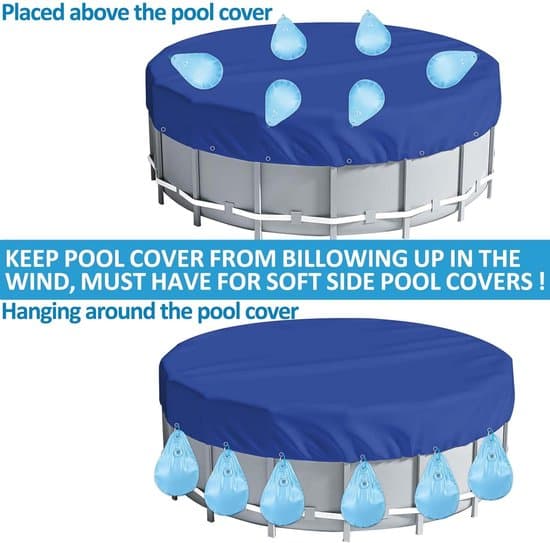 Poolskyddsvikter - Vattenpåsar - Vinterförvaring - Slitstarkt PVC-material - 16 delar - Blå