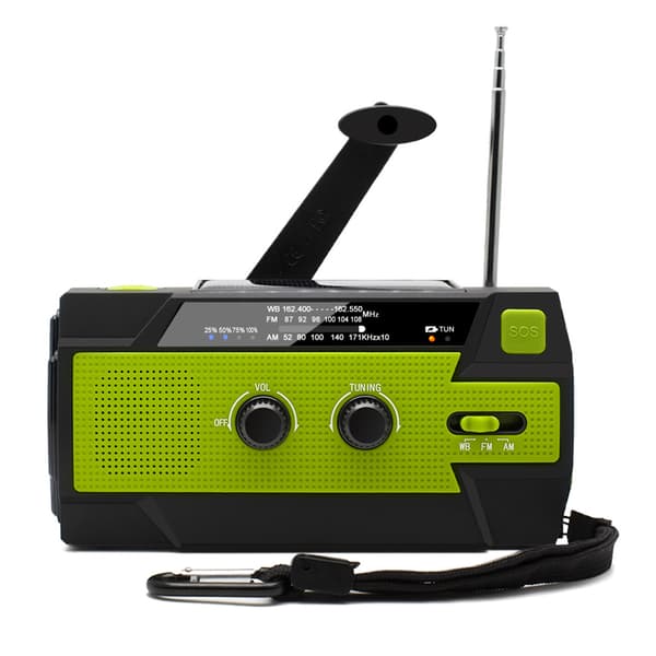 Hätäradio aurinkokennoilla 4000 mAh vihreä
