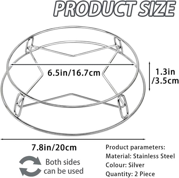 Rund dampstativ og kølestativ, rustfrit stål stativ til madlavning, tråd Instant Pot Trivet, rustfrit stål bage-, damp- og grillstativ, 2 stk.