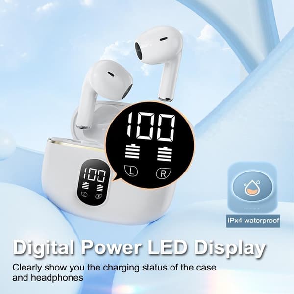Trådløse ørepropper Bluetooth-hodetelefoner Langvarig utholdenhet med trådløst vanntett ladeetui og LED-strømdisplay