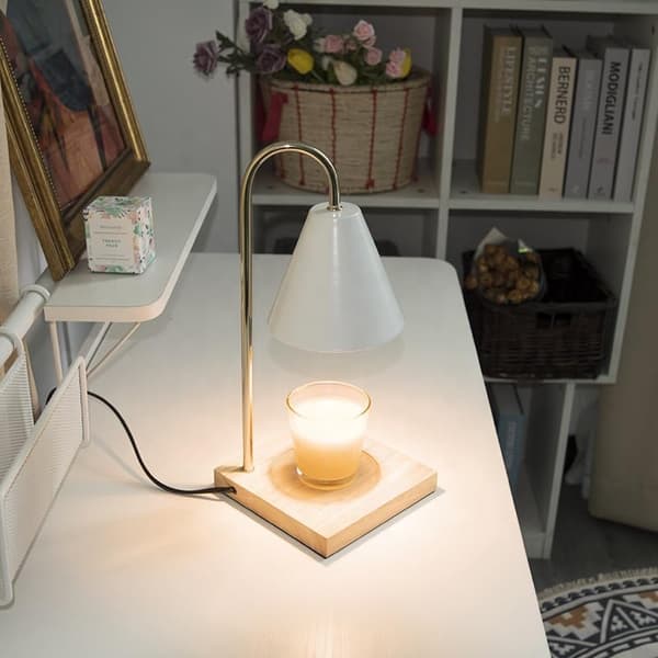 Lysdæmpbar elektrisk voksvarmerlampe til stearinlys med 2 pærer, stearinlys smelte lampe