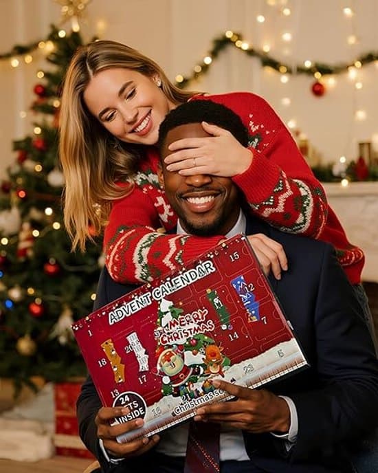 Jul Adventskalender Strumpbox, Mellanhöga Julstrumpor Överraskningsbox, Höst/Vinter Presentöverraskningsset Blue