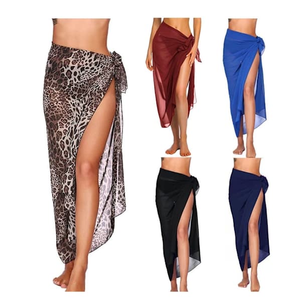 Lang Sarong Cover Up Kvinder Chiffon Strand Wrap hvid
