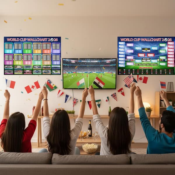 2 stk. VM-programplakat 2026 Finalerunde 48-holds samling Udstilling Fodbold VM Fodbold Merchandise Tilbehør Dekorationer