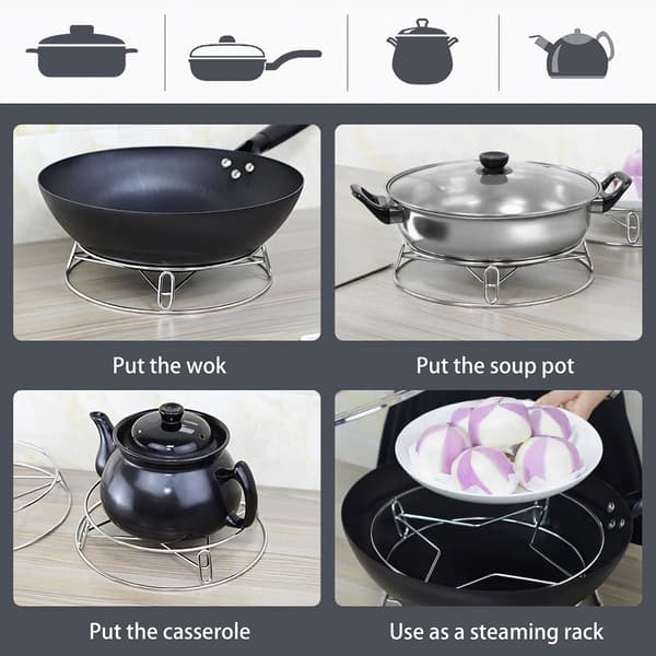 Rund dampstativ og avkjølingsstativ, rustfritt stål stativ for matlaging, tråd Instant Pot understell, rustfritt stål bake-, damp- og grillstativ, 2 stk