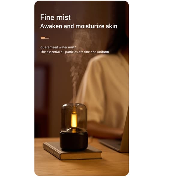 Aromaterapi Diffuser USB Luftfukter med Stearinlys Svart