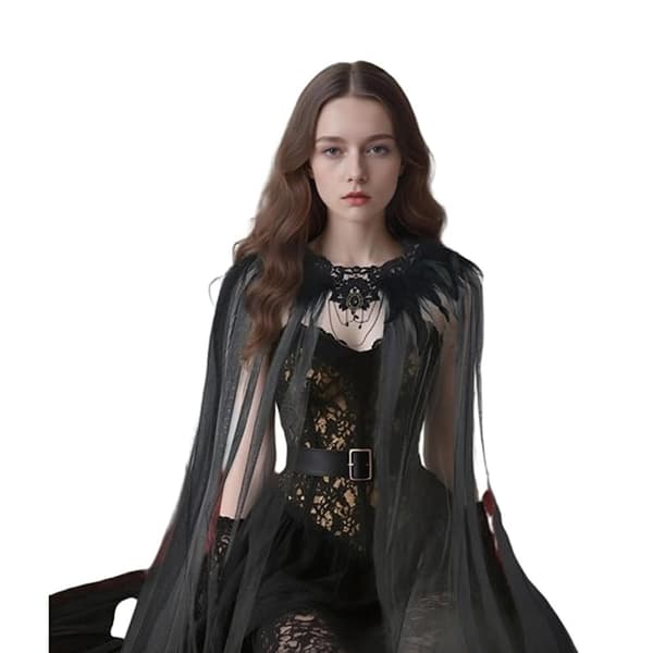 Gothic-sulkapeitto, musta läpinäkyvä sekoitus tekosulkapeitto, Halloween-tyllipeitto