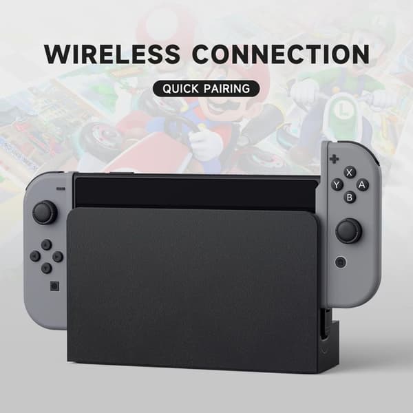 Trådløs controller til Switch, erstatning trådløs L/R controller understøtter dobbelt vibration/vækning charcoal grey