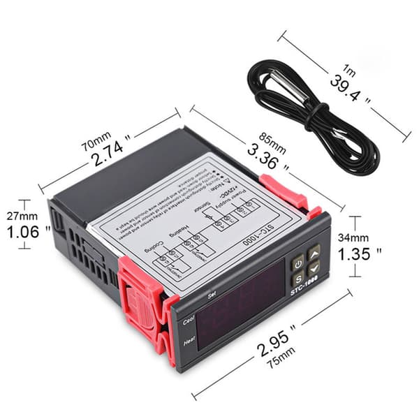 STC-1000 DC 110V-220V 10A Mikrodatamaskin Digital Display Temperaturkontroller Termostat Kontrollbryter