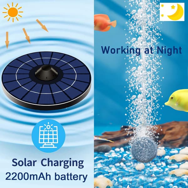 Solcellsdriven flytande dammluftare 2,5W Solcellsdriven luftpump med luftslangar och bubbelstenar Dammluftare Syresättare