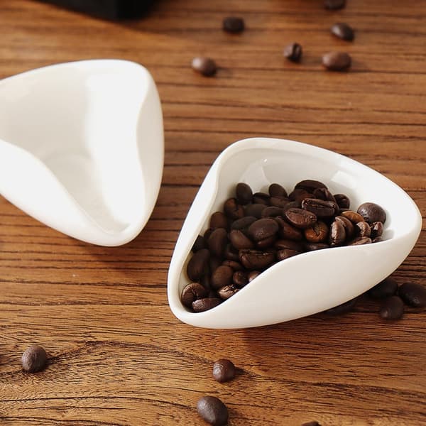 Keramisk kaffeskopa & temått - 10x7,5 cm vit porslinsdosering för kaffebönor & löst te