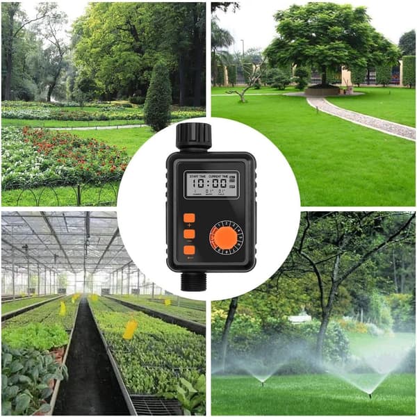 Elektronisk vanningsur med regnsensor, IPX5 automatisk sprinklerkontroller, 9 programmer, LCD-skjerm for hage og drivhus