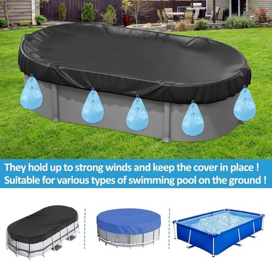 Poolskyddsvikter - Vattenpåsar - Vinterförvaring - Slitstarkt PVC-material - 16 delar - Blå