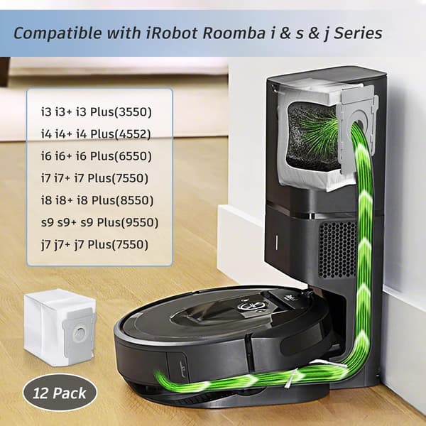 12 stk. udskiftningsstøvsugerposer til alle iRobot Clean Base-modeller