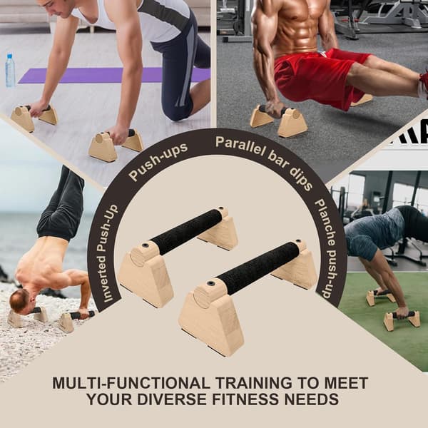 Træ Parallettes Stænger 2 STK Træ Push Up Stænger Skridsikker Base