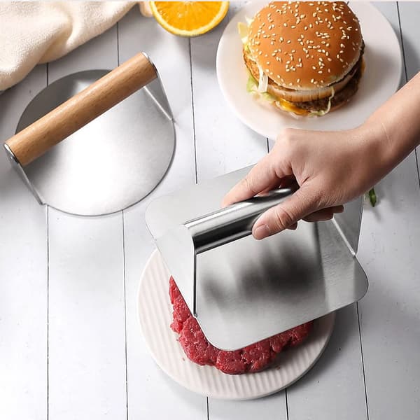 Smash Burger Press til Stegeplade Hamburger Press Patty Maker Rustfrit Stål Kødflader Værktøj Burger Smasher til Madlavning Style 1