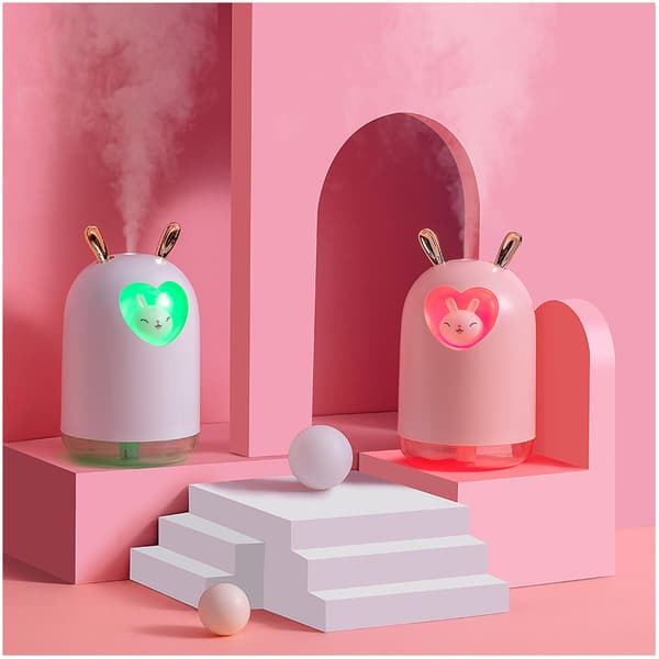 Kaldtåke luftfukter 300 ml mini luftfukter sprayer USB med nattlys Egnet for soverom, bil, planter White