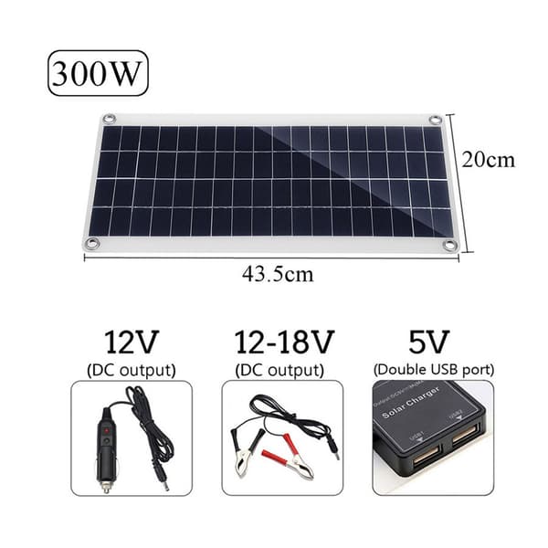300w 12v Solpanel Kit Batterioplader 300 Watt 12 Volt Off Grid System Med 60A Controller