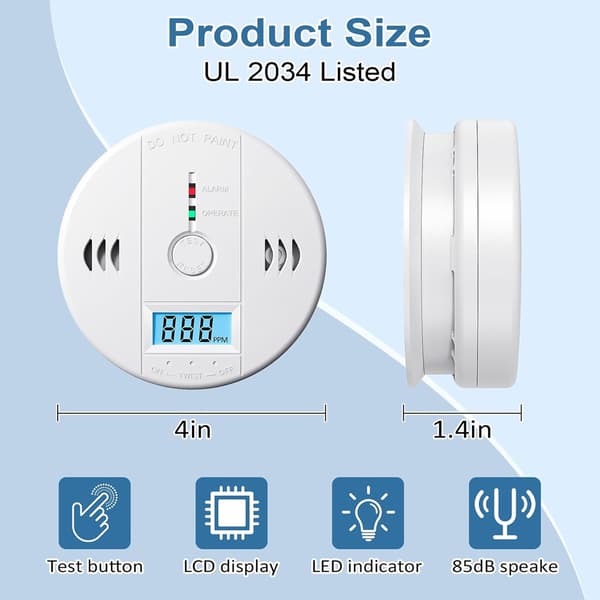 Kuliltealarm med LCD-display, 3-pak
