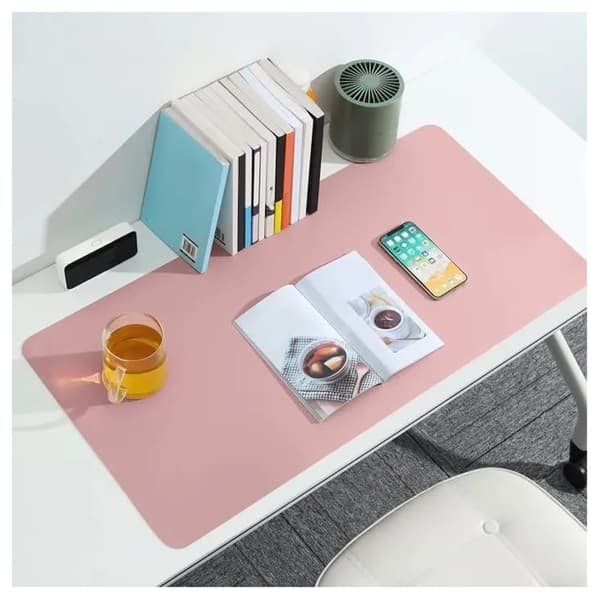 Multifunksjonell skrivebordsmusematte Vanntett PU-skinn skrivebordsmatte 80 x 40 cm rosa