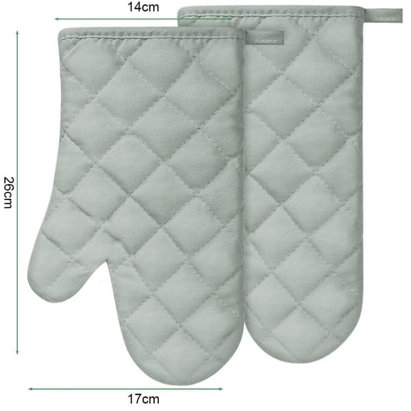 Ovnvanter Premium Varmebestandige Køkkenvanter Bomuld og Polyester Quiltede Overdimensionerede Vanter Grå 1 Par Grey