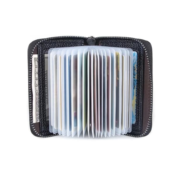 Aito nahkainen RFID-suojattu korttilompakko Black