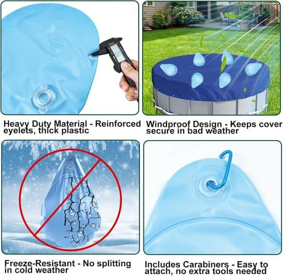 Poolskyddsvikter - Vattenpåsar - Vinterförvaring - Slitstarkt PVC-material - 16 delar - Blå