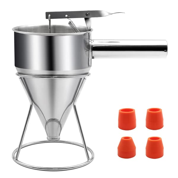 40oz pandekagedejdispenser i rustfrit stål tragtkagedispenser med stativ kraftigt bageværktøj til cupcakevafler kager Without lid