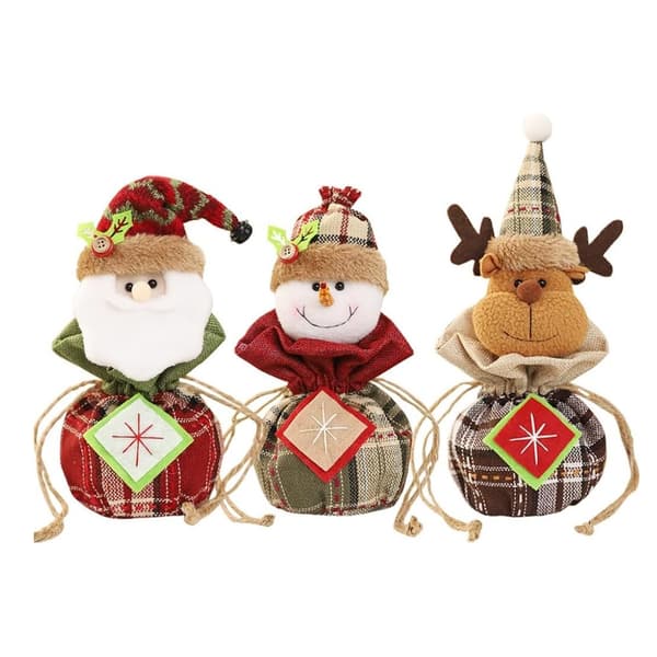 Julväska Ny rutig gubbe snögubbe älgväska Julaftons godispåse Barnens dag present Julfest presentpåsar (SNÖGUBBE) B