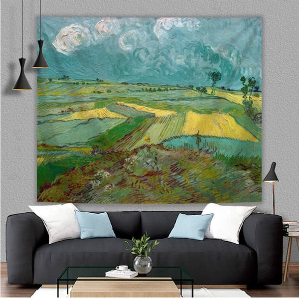 Sovrumsväggtapet Vincent Van Gogh Abstrakt Landskapstapeter för Sovrum Estetiskt Vardagsrum Heminredning 150*130 cm Field