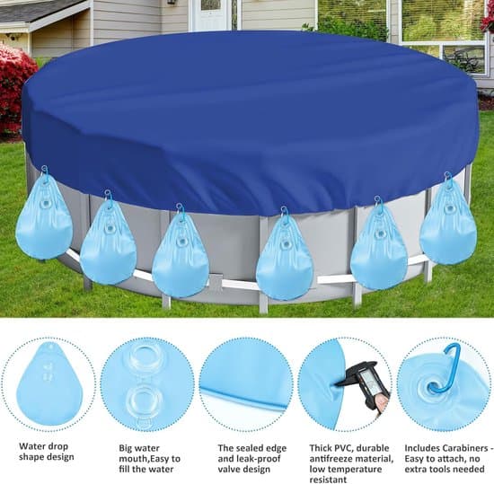 Poolskyddsvikter - Vattenpåsar - Vinterförvaring - Slitstarkt PVC-material - 16 delar - Blå