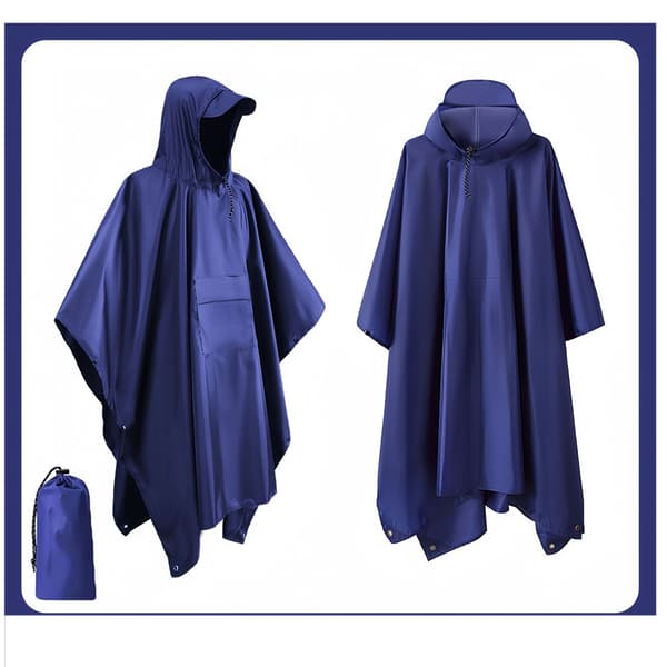 Hupullinen poncho vedenpitävä sadetakki taskuilla