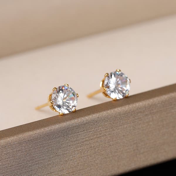 De Tolv Stjernetegns Titanium Stål Dopamin Øreringe, Farvede Zirkon Øreringe, 7 Par Silvery July Ruby