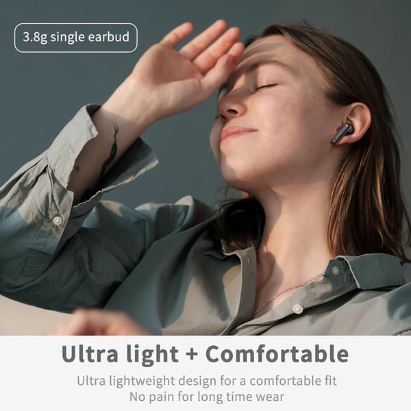 Bluetooth 5.3-hörlurar med transparent digital display, inbyggd mikrofon med brusreducering, 30 timmars trådlös speltid