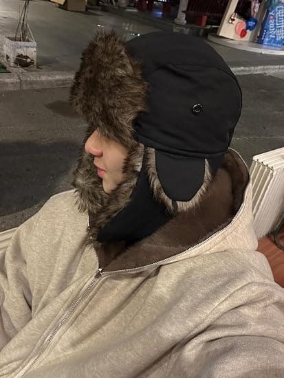 Trapper Ushanka Hat til mænd og kvinder, kunstpels Trooper-hatte med øreklapper, vindtæt vinter skihue