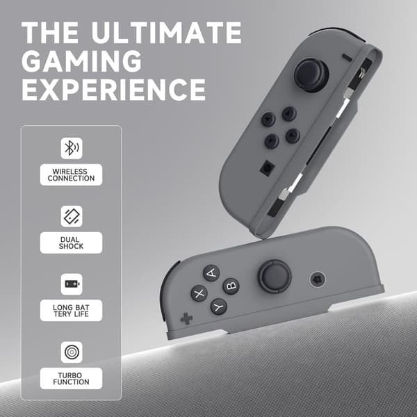 Trådløs controller til Switch, erstatning trådløs L/R controller understøtter dobbelt vibration/vækning charcoal grey