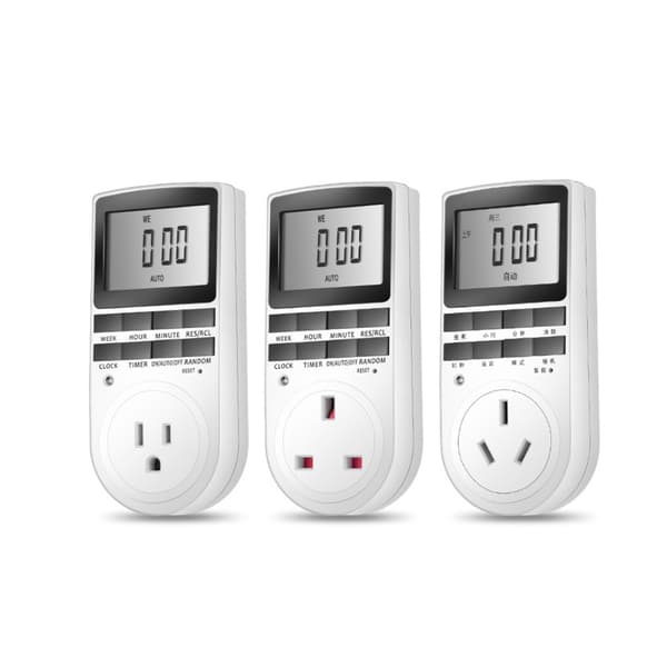 230V 13A Timer Switch Stikdåse Elektronisk Digital UK Plug-in Programmerbar 7 Dage 12/24 Timers Stikdåse