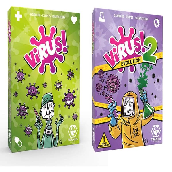 Tranjis Games Virus! + Virus 2 -korttipelipaketti Evolution-laajennus - espanja Virus1 Virus2
