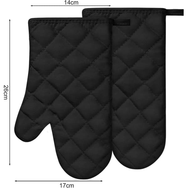 Ovnvanter Premium Varmebestandige Køkkenvanter Bomuld og Polyester Quiltede Overdimensionerede Vanter Sort 1 Par Black