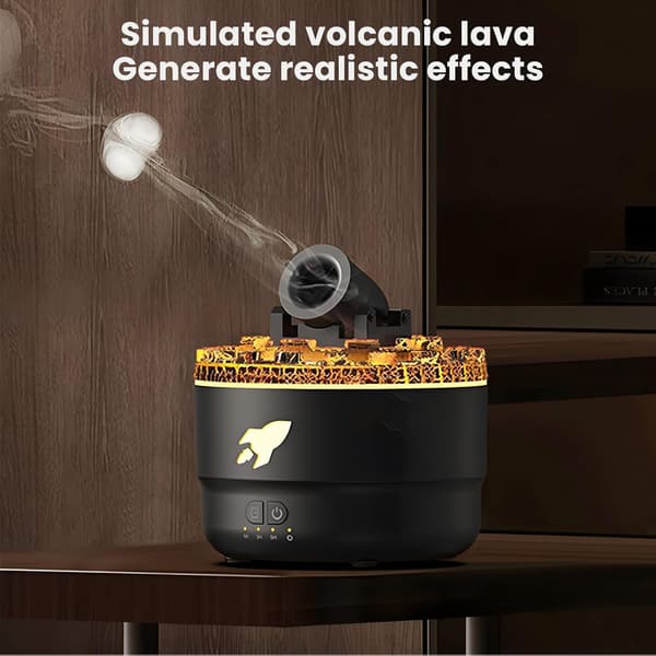Cannon Blast Aroma Luftfugter - 7-Farvet LED, 2 Tilstande, Cool Mist Diffuser til Børneværelset, Kreativt Tårndesign (Sort)