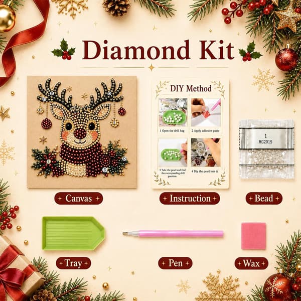 DIY julepynt diamantkunstsett for voksne perlemaling Santa Claus