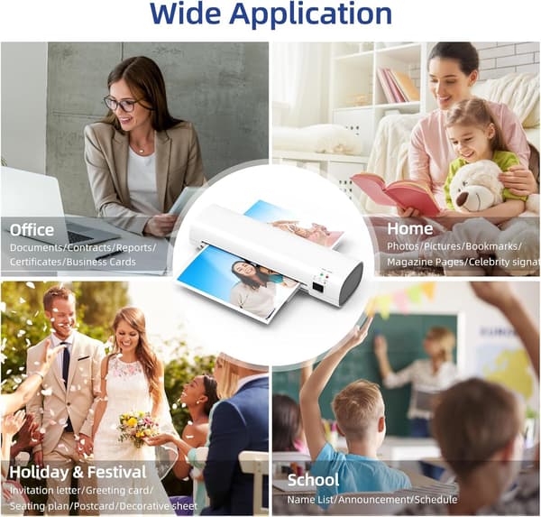 Smart Temperaturstyring Laminator - Hurtig Forvarmning, Auto-Feed & Støjsvag Drift til Hjemme-, Kontor- & Skolebrug