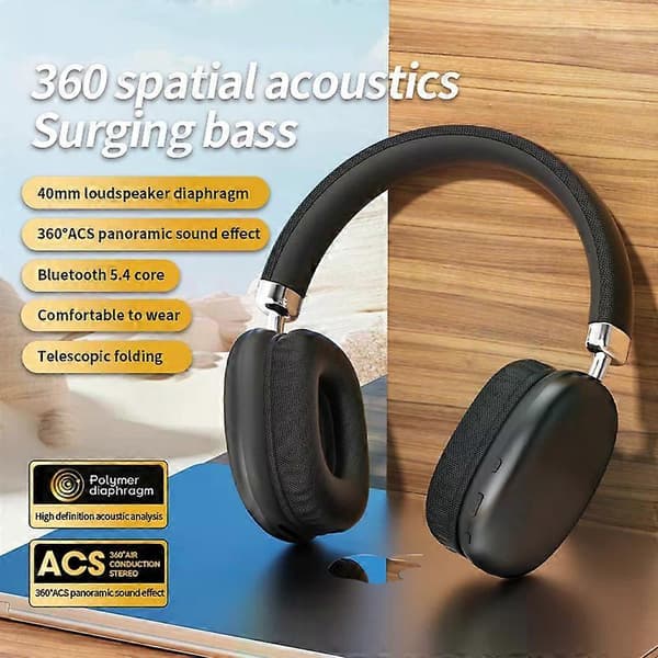 2025 Over-ear Trådlöst Headset, Bluetooth, Stereo Surround, Gaminghörlurar Silver