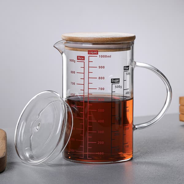 Glasmått 1l Glasmått med lock Måttkopp